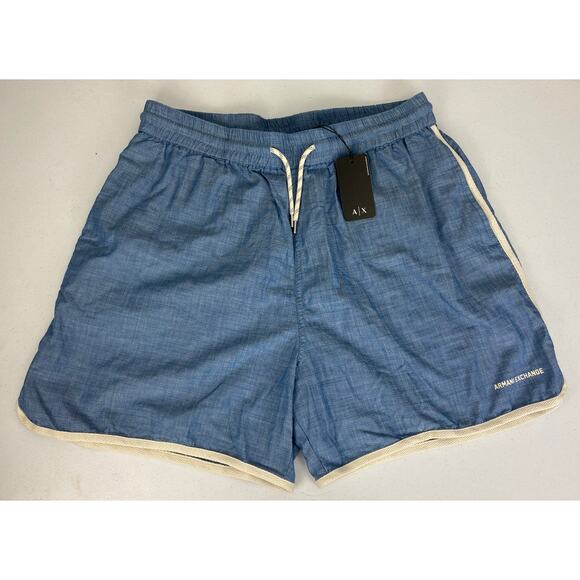 NEW Men A|X Armani Exchange drawstring cotton blue shorts, 33 - Picture 1 of 5